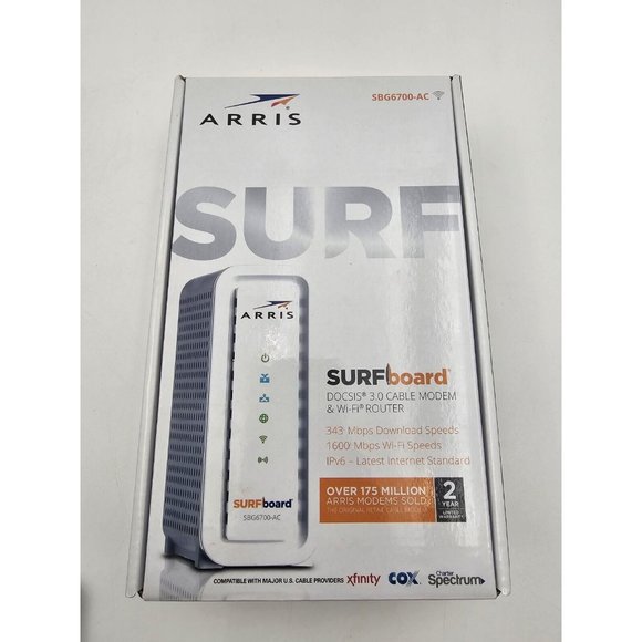 ARRIS Surfboard Docsis 3.0 Cable Modem And AC1600 Dual Band Wi-Fi Router - Picture 2 of 4